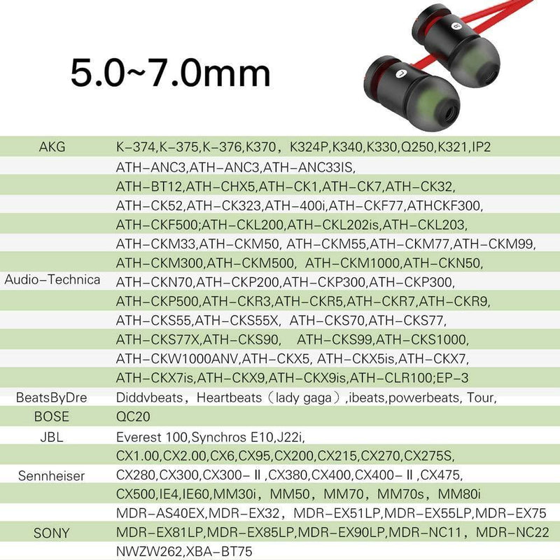 Earphone Tips New Bee Premium Replacement Earbud Tips Inner 4.9mm [3-Pair] + Silicone Earphone Tips Inner 4.9mm [3-Pair] for Headphones with 5mm-7mm Tip - Red 