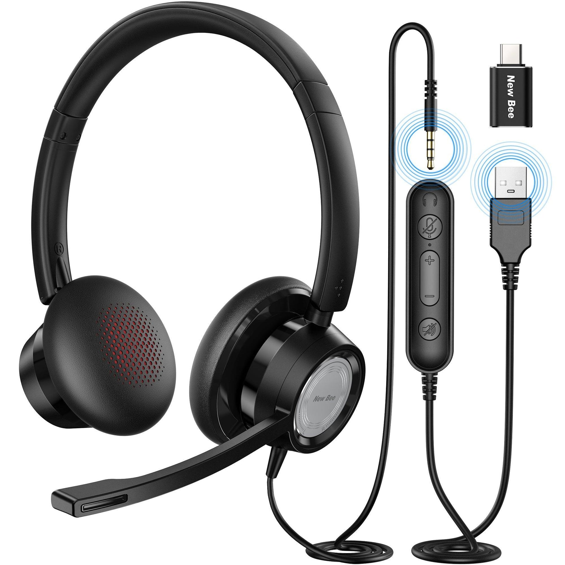 USB Office Computer Headset H362 - New Bee